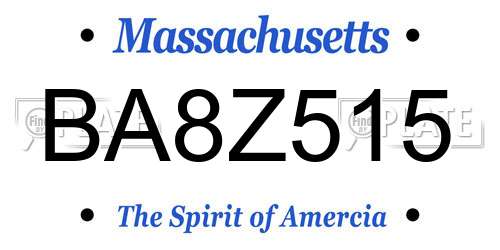BA8Z515 Massachusetts License Plate