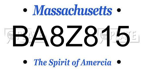 BA8Z815 Massachusetts License Plate