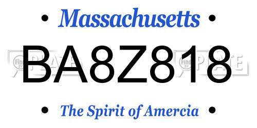 BA8Z818 Massachusetts License Plate