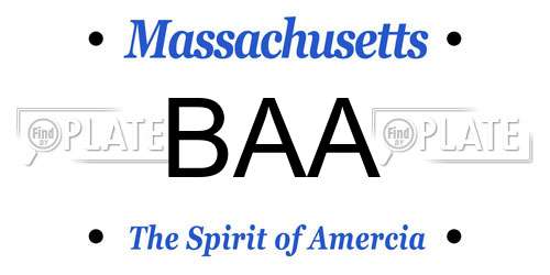 BAA Massachusetts License Plate