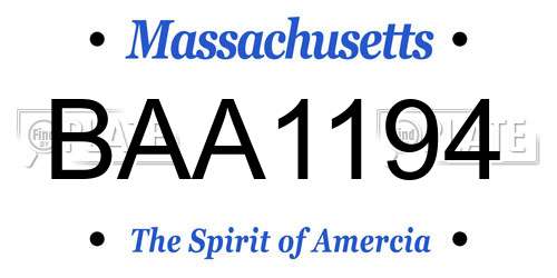BAA1194 Massachusetts License Plate