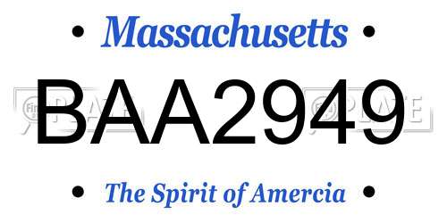 BAA2949 Massachusetts License Plate