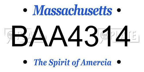 BAA4314 Massachusetts License Plate