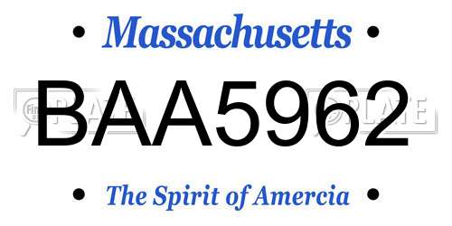 BAA5962 Massachusetts License Plate