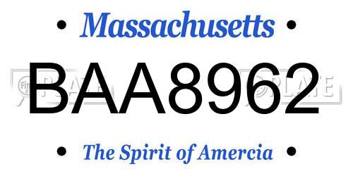 BAA8962 Massachusetts License Plate