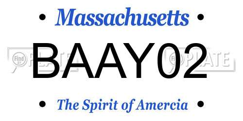 BAAY02 Massachusetts License Plate