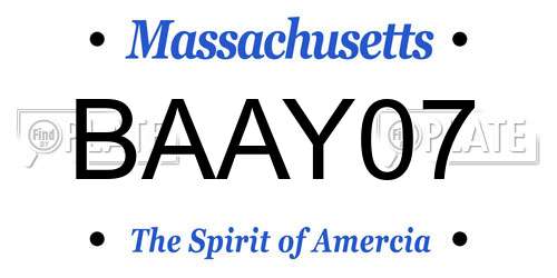 BAAY07 Massachusetts License Plate