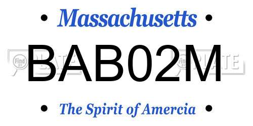 BAB02M Massachusetts License Plate