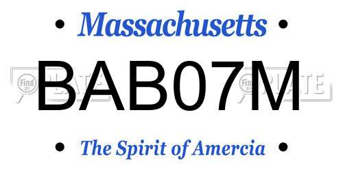 BAB07M Massachusetts License Plate