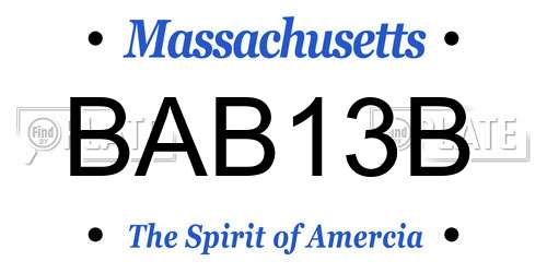 BAB13B Massachusetts License Plate