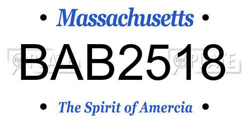 BAB2518 Massachusetts License Plate