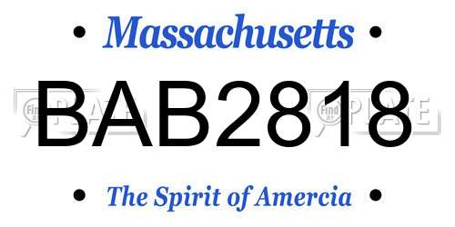 BAB2818 Massachusetts License Plate