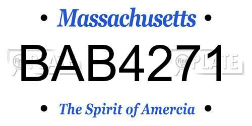BAB4271 Massachusetts License Plate