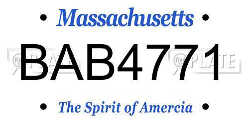 BAB4771 Massachusetts License Plate