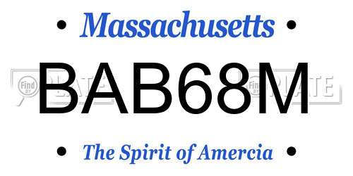 BAB68M Massachusetts License Plate