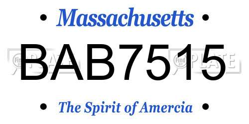BAB7515 Massachusetts License Plate