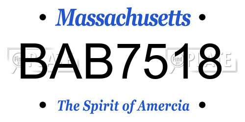 BAB7518 Massachusetts License Plate
