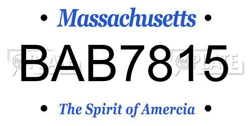 BAB7815 Massachusetts License Plate