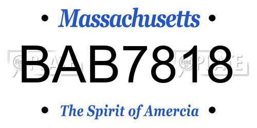 BAB7818 Massachusetts License Plate