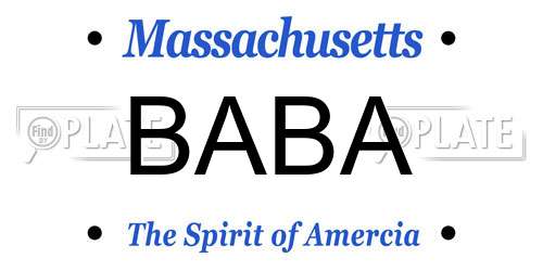 BABA Massachusetts License Plate