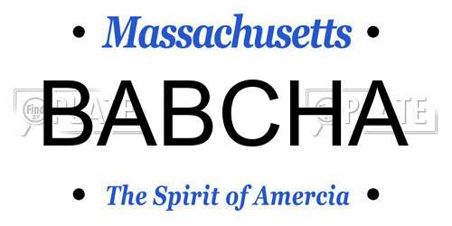 BABCHA Massachusetts License Plate