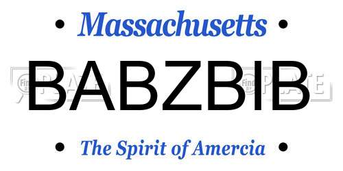 BABZBIB Massachusetts License Plate
