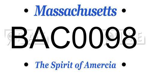 BAC0098 Massachusetts License Plate