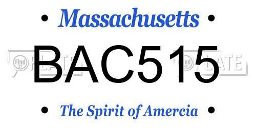 BAC515 Massachusetts License Plate