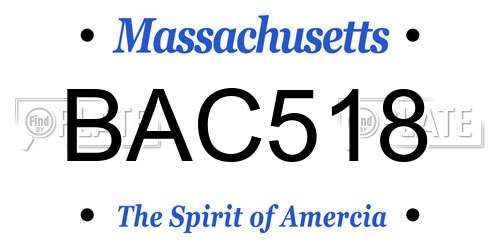 BAC518 Massachusetts License Plate