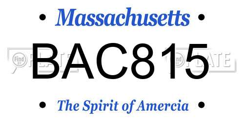 BAC815 Massachusetts License Plate