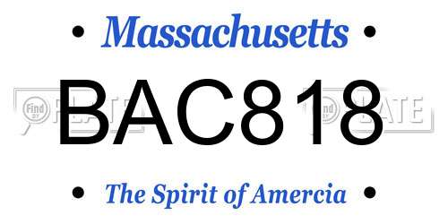 BAC818 Massachusetts License Plate
