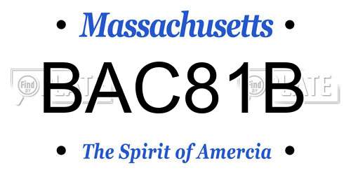 BAC81B Massachusetts License Plate