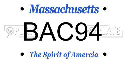 BAC94 Massachusetts License Plate