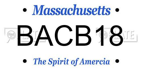 BACB18 Massachusetts License Plate