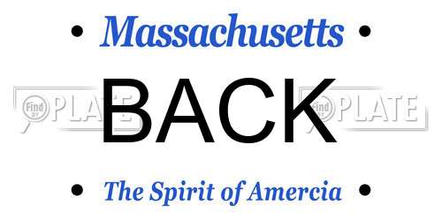 BACK Massachusetts License Plate
