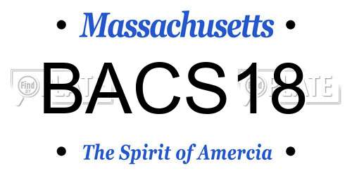 BACS18 Massachusetts License Plate