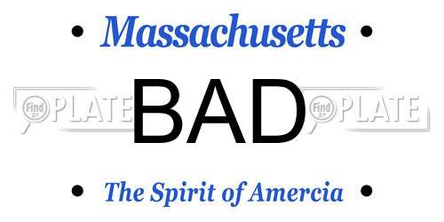 BAD Massachusetts License Plate