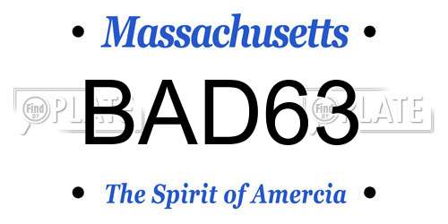 BAD63 Massachusetts License Plate