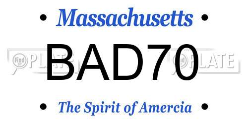 BAD70 Massachusetts License Plate