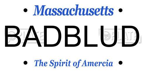 BADBLUD Massachusetts License Plate