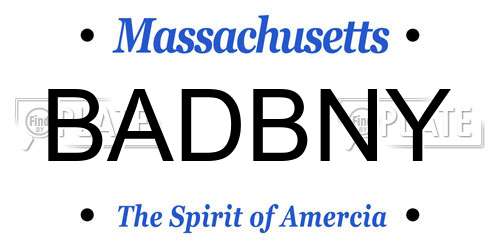 BADBNY Massachusetts License Plate