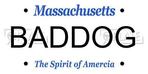 BADDOG Massachusetts License Plate