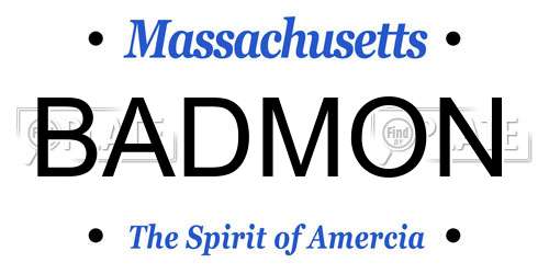 BADMON Massachusetts License Plate