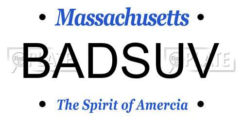 BADSUV Massachusetts License Plate