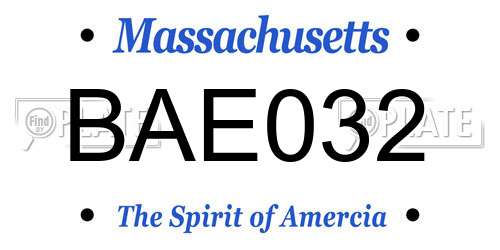 BAE032 Massachusetts License Plate