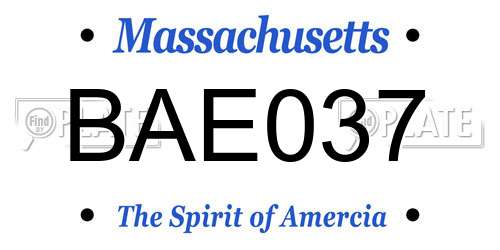 BAE037 Massachusetts License Plate