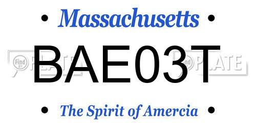 BAE03T Massachusetts License Plate