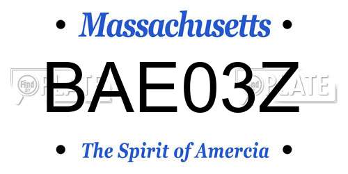 BAE03Z Massachusetts License Plate