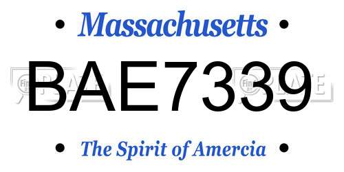 BAE7339 Massachusetts License Plate