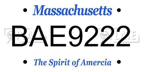 BAE9222 Massachusetts License Plate